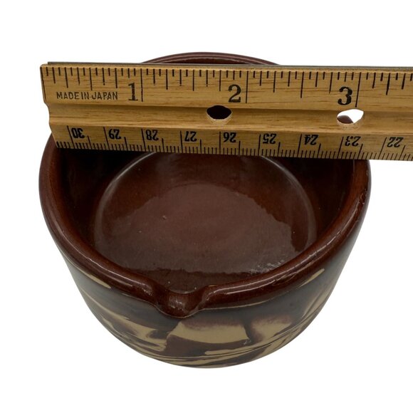Vtg Clays in Calico Pottery Ashtray Cardwell Montana Marbled Brown Cream Signed - Picture 7 of 8